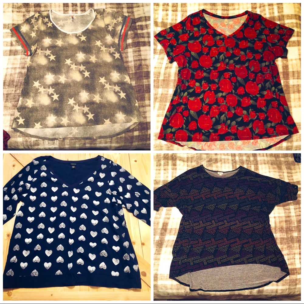 Set of 4 tops 3 LulaRoe 1 Torrid